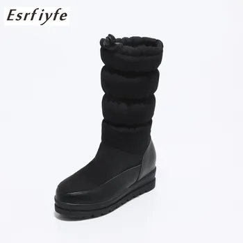 

ESRFIYFE 2018 New Women's Winter Shoes Brand Women Mid Calf Boots Plush and Wool High Quality Women Winter Boots Plus Size 11 12