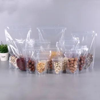 

200pcs 10 Size Stand-up Clear plastic bags with zipper Transparent Retail packaged food Candy bags reusable zipper jewelry bags