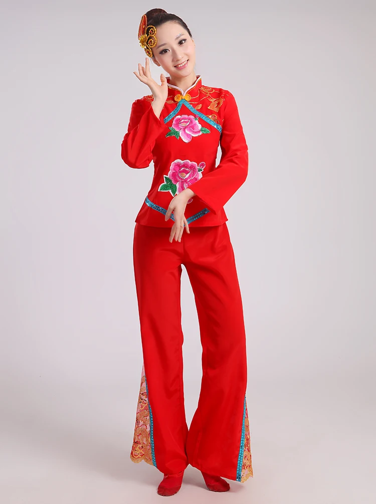 Китайский стиль Hanfu Женский костюм для взрослых среднего возраста барабаны танцевальные костюмы Yangko Квадратные танцевальные костюмы