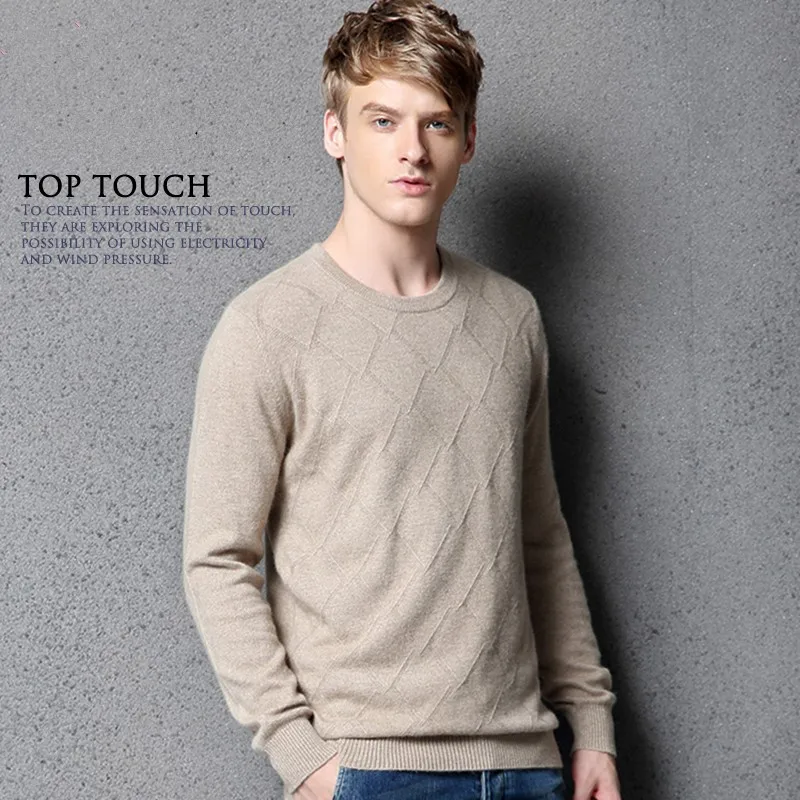 

M-4XL!New Arrive Male Fashion Solid Cashmere Sweater Men O-Neck Long Sleeve Sweater Pure Color Jacquard Sweater