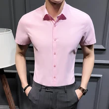 Zeeshat брендовая одежда Мужская модная Повседневная рубашка с коротким рукавом приталенная мужская деловая рубашка размера плюс 4XL