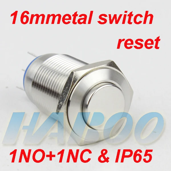 

high head dia.16mm momentary stainless steal push button switch anti-vandal 1NO+1NC metal push button switch shipping free
