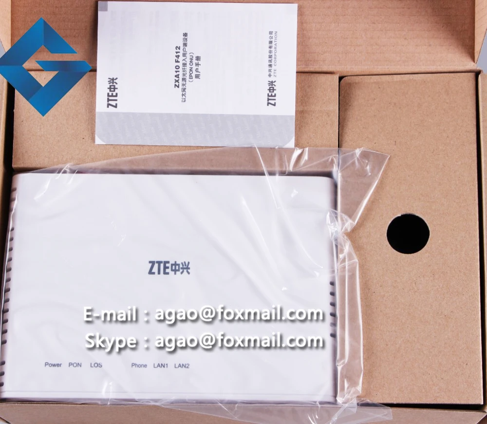 Оригинальный ZTE F412 EPON ONU с 2 портами ethernet 1 телефонным горшком Оптическая сеть FTTH