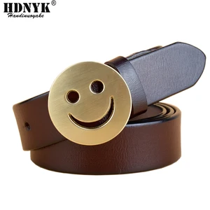Image 3 - New Arrival Smiling Face Buckle Belt Strap Genuine Leather Casual All match Women Brief Belt Womens Strap Belt Students Belt