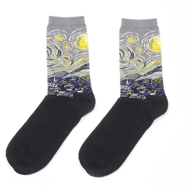 warm socks for women Hot Dropshipping Autumn winter Retro Women New Art Van Gogh Mural World Famous Oil Painting Series Men Socks Funny Socks thermal socks for women Women's Socks