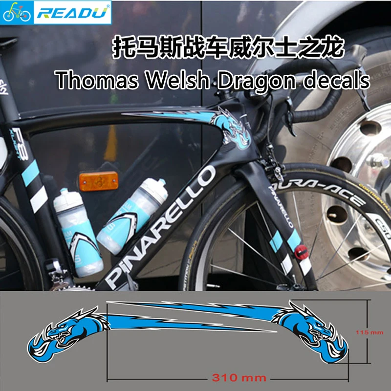 

Tour de France Sky Team Painted by Thomas Road Head Cross Beam Sticker Welsh Dragon Sticker bike frame decals