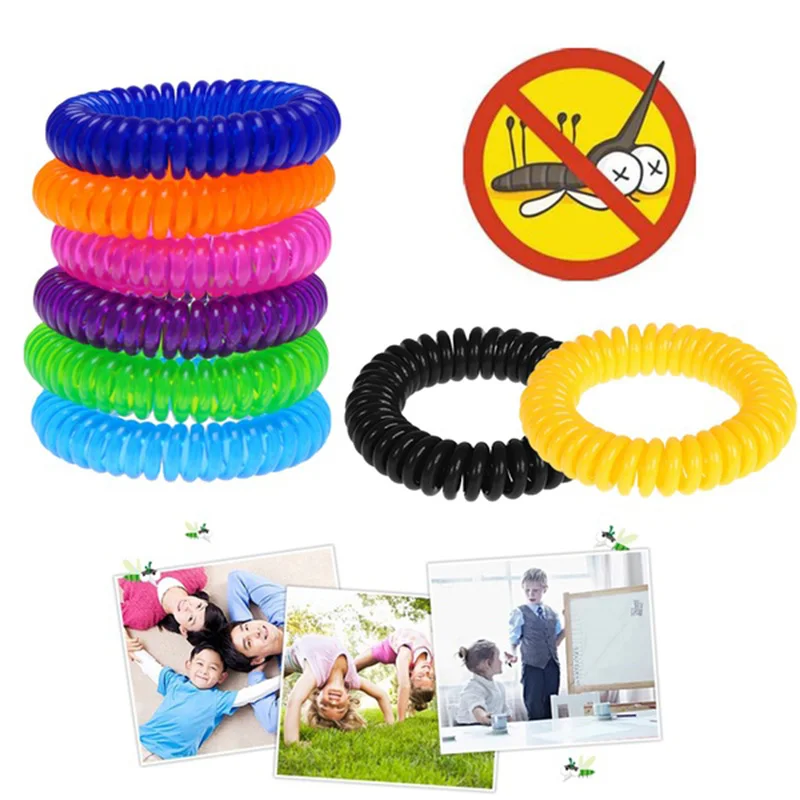 

10pcs Summer plastic outdoor children adult retractable telephone lines drive mosquito rings anti-mosquito silicone wristband