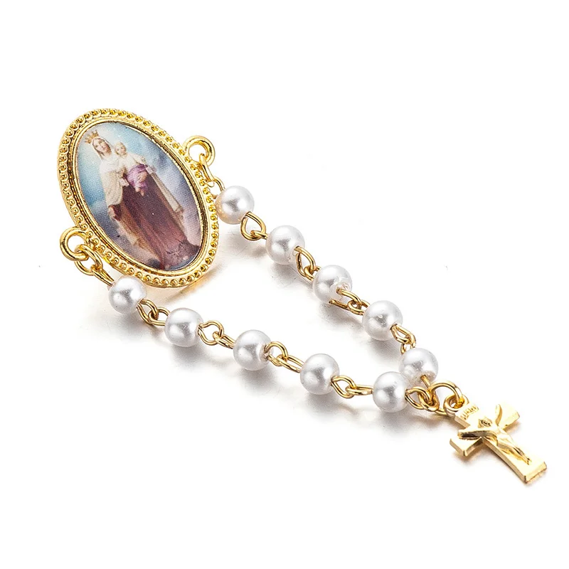 5 штук в партии жемчуг кулон Броши для женщин греческие христианская Дева Мария Креста длинным отворотом pin брохес Jewelry стохастический