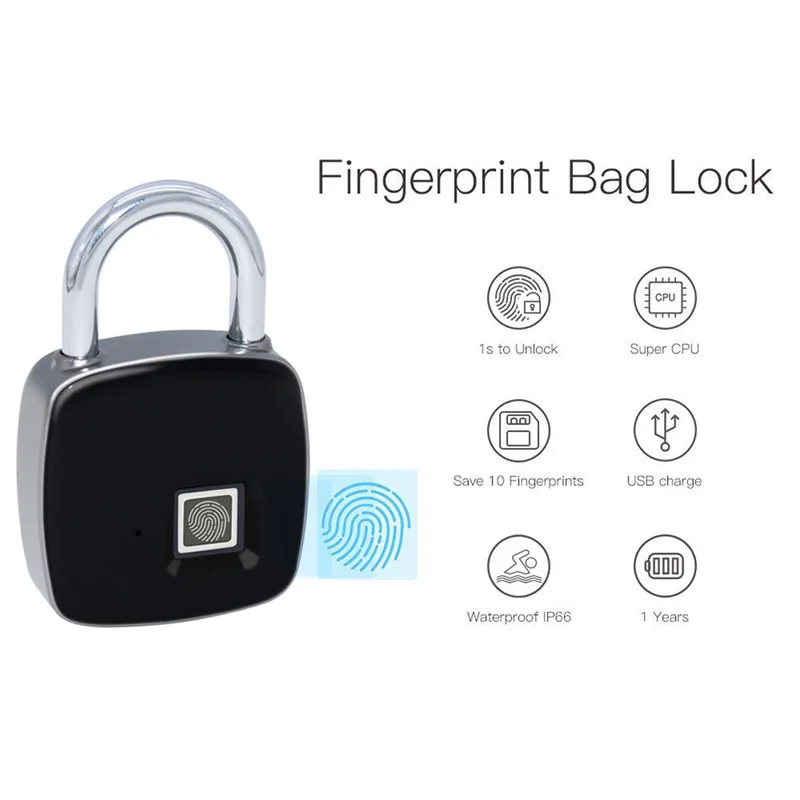 

P3 Smart Fingerprint Padlock Low-Power Waterproof Indoor Outdoor Security Digital Lock LCC77