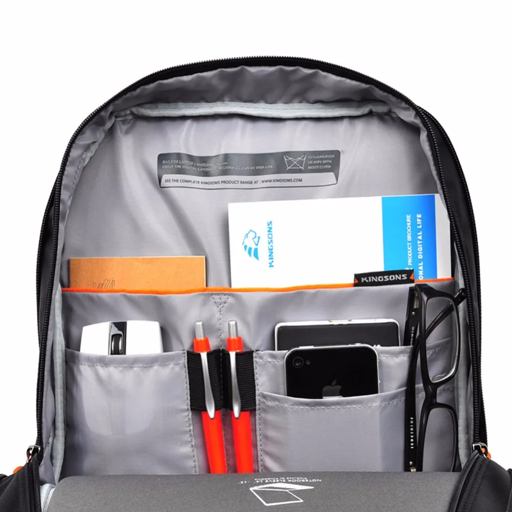 Kingsons caramelo portátil Negro Mochila diaria del hombre Mochila bolsa de viaje de la escuela bolsas 14 pulgadas las mujeres Mochila femenina