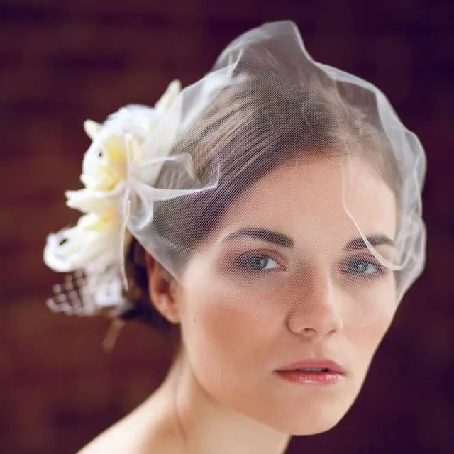 Ivory Soft Tulle Birdcage Veils For Bride Short Wedding Veil Flowers Ivory Soft Tulle Birdcage Veils For Bride Short Wedding Veil Flowers Hot Accessories