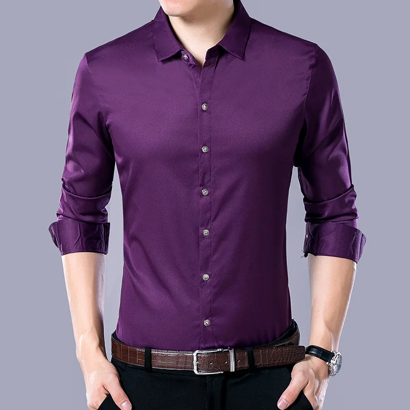 

2019 business men casual long-sleeved shirt high-quality social Slim cut dress shirts