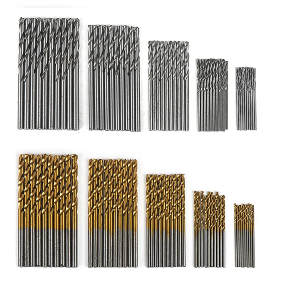 

High Quality Round Handle HSS Twist Drill Woodworking Drill Bit Set Tools (50Pcs Gold & 50Pcs White) 100Pcs 1/1.5/2/2.5/3mm