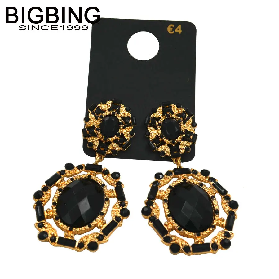 SX001 BIGBING jewelry Fashion golden black crystal stud Earring fashion jewelry fashion earring good quality