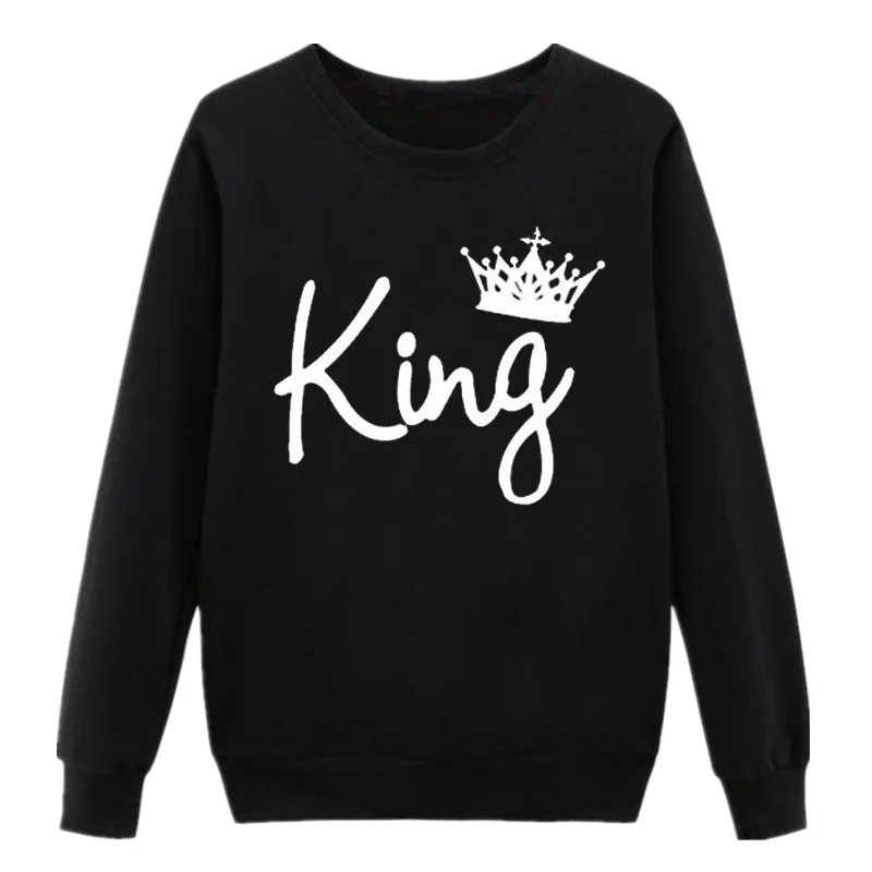 Свитшот Vsenfo King Queen для пар пуловер с круглым вырезом и длинным рукавом свободные