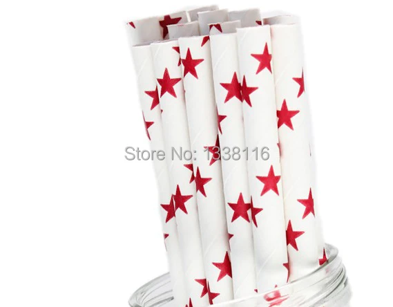 Star Paper Straws Red