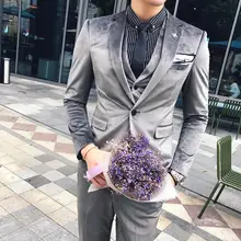 Suits Mens Terno Slim Fit Velvet Tuxedo Jaqueta Masculino Men Prom Suits British Groom Wedding Dress Suits 2019 Autumn Winter Suits Mens Terno Slim Fit Velvet Tuxedo Jaqueta Masculino Men Prom Suits British Groom Wedding Dress Suits 2019 Autumn Winter