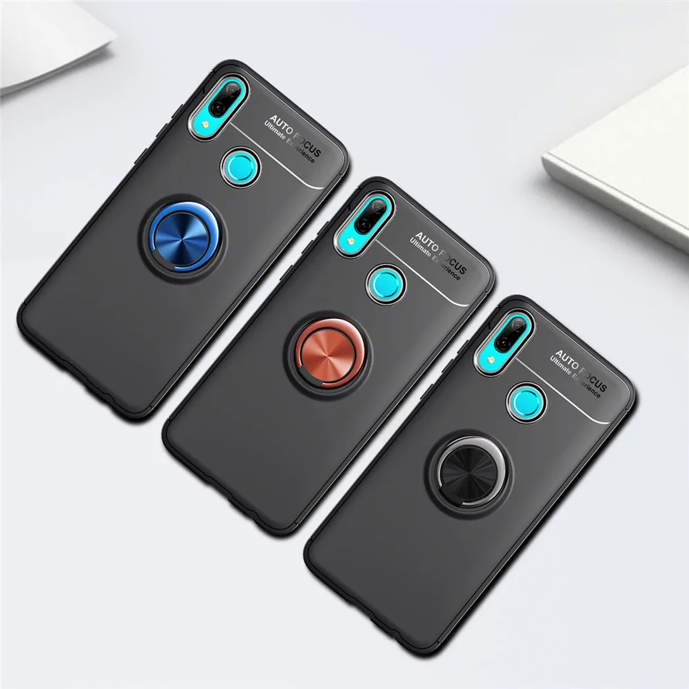 Lenuo Magnetic Car Holder Case for Huawei P Smart 2019 Mix color ring bracket back cover Finger Ring All-in-one |