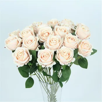 

Fake Single Stem Rose 19.69" Length Simulation Velvet Roses for Wedding Home Decorative Artificial Flower