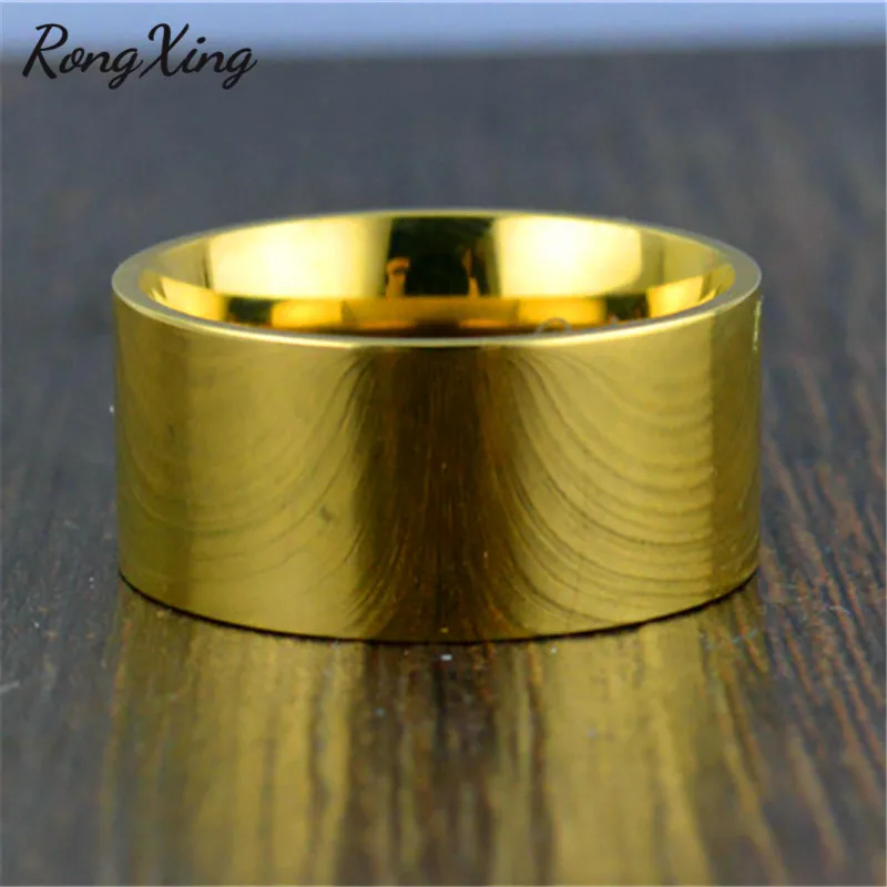 RongXing ретро золотой цвет/розовое золото 10 мм широкие кольца для женщин мужчин