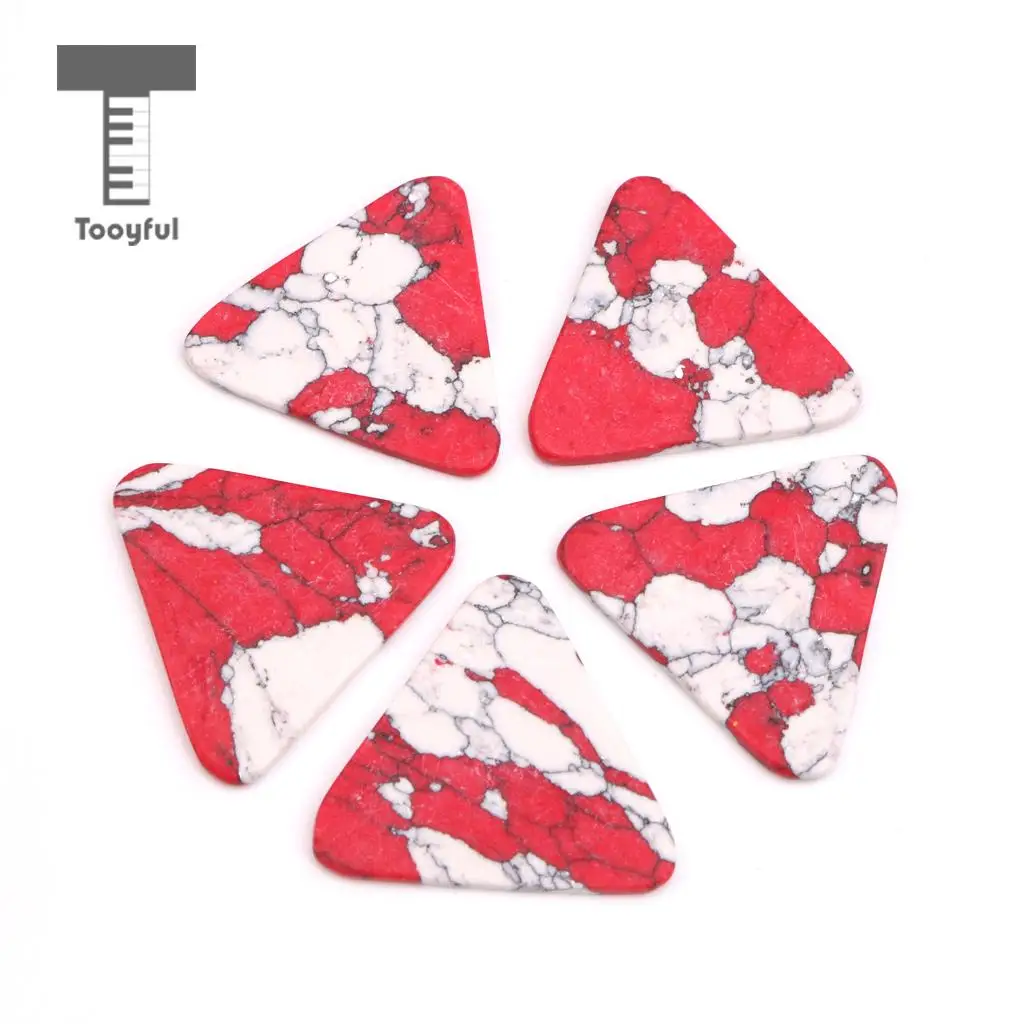 Tooyful Imitate Gemstone Pick Solid Stone Guitar Replacement Parts Red 