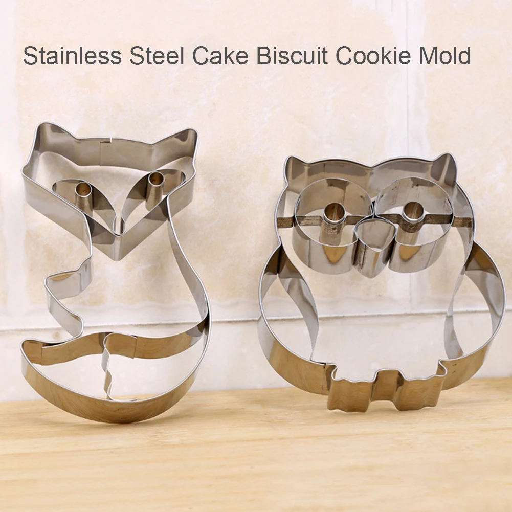 

Owl Fox Cookies Cutter Pastry Fondant Cake Decorating Tool Stainless Steel Cookie Mold DIY Baking Accessories