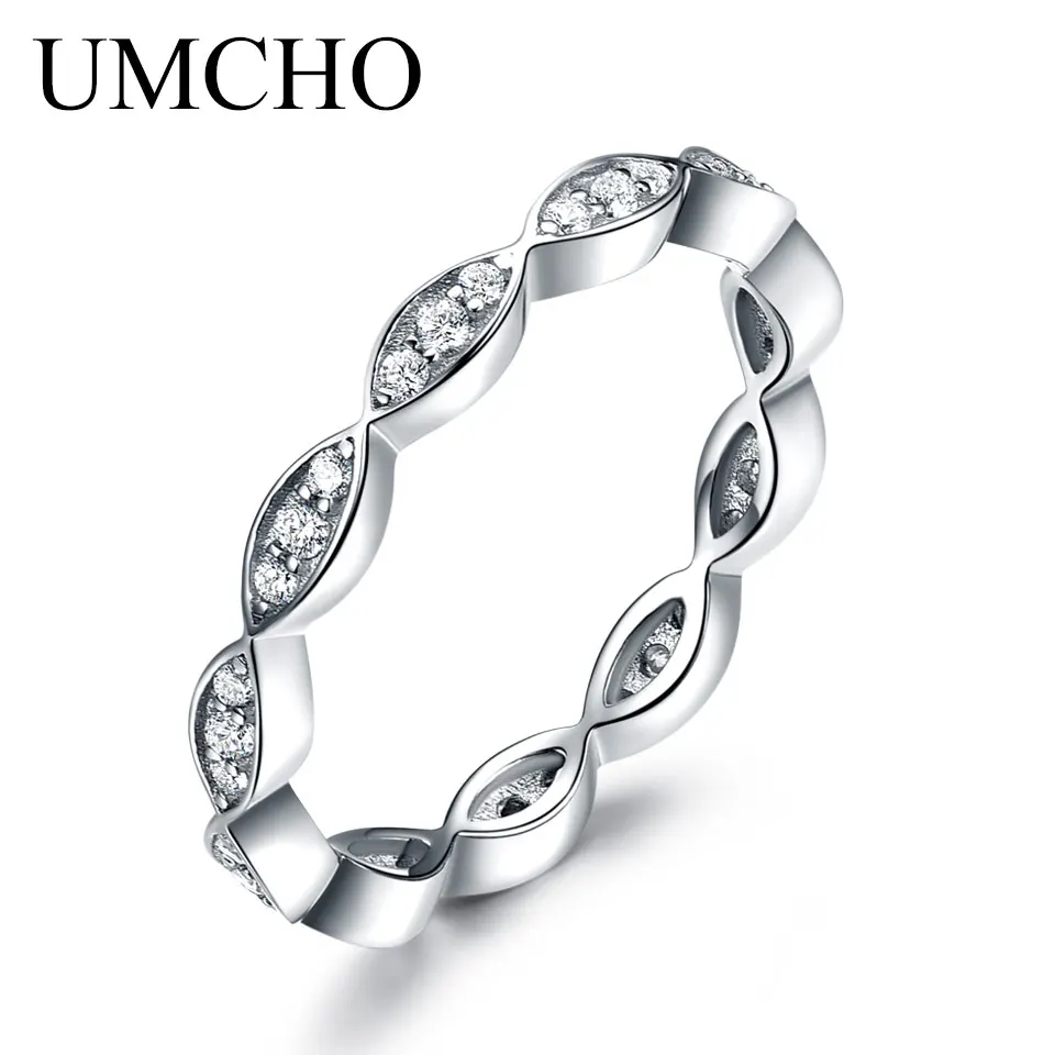 UMCHO Infinity Forever Love anigerary Promise обручальное кольцо 925 пробы серебряные кольца для женщин - Цвет камня: RUJ013Z-1