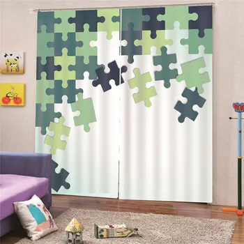 

3D Digital Print Puzzle Modern Elegant Curtains Window Drapes for Living Room Bedroom Quality Curtain Draps Home Decor AP15