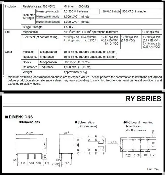 10 шт. RY12W-K TAKAMISAWA 12 В DPDT миниатюрное реле