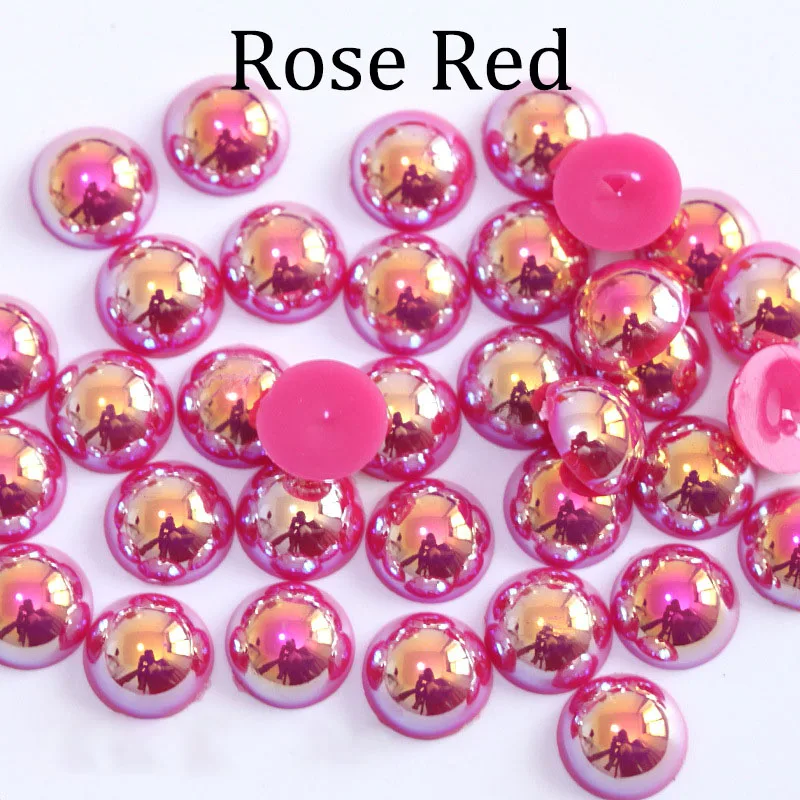 2/3/4/5/6/8/10/12/14 mm AB Color Imitation Pearls Craft Half Round Flatback Beads for Jewelry Making Nail DIY Decoration