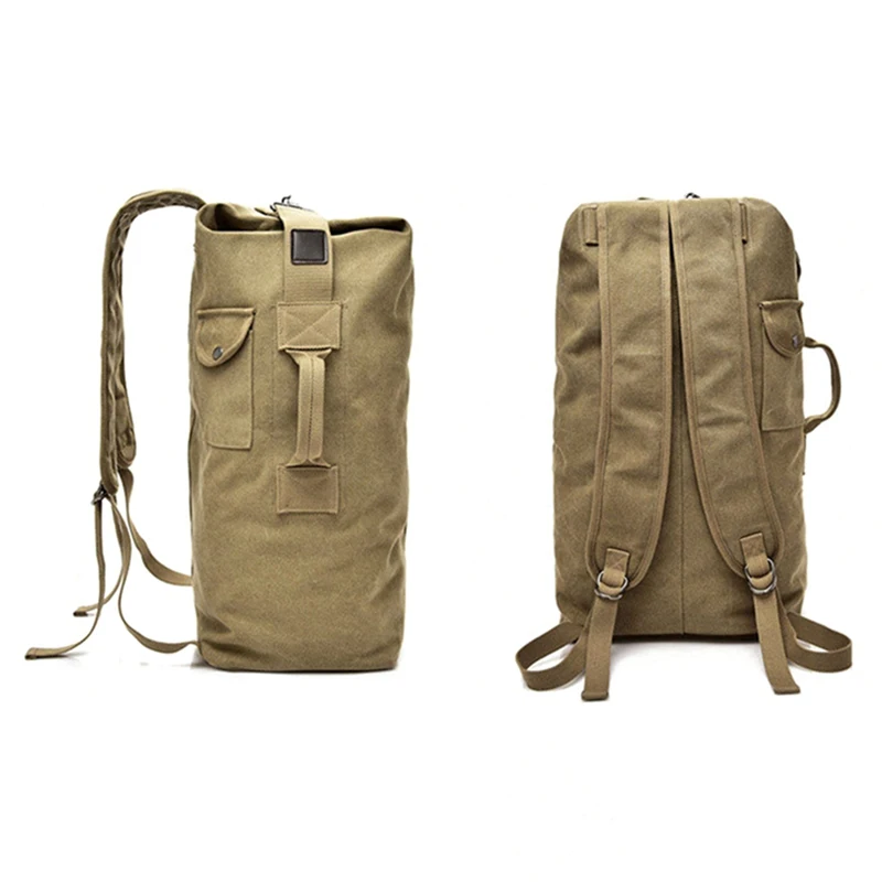

Travel Backpack Canvas Durable Hiking Rucksack Large Capacity Hand Luggage Bucket Bag Shoulder Sports Bag Mountaineering