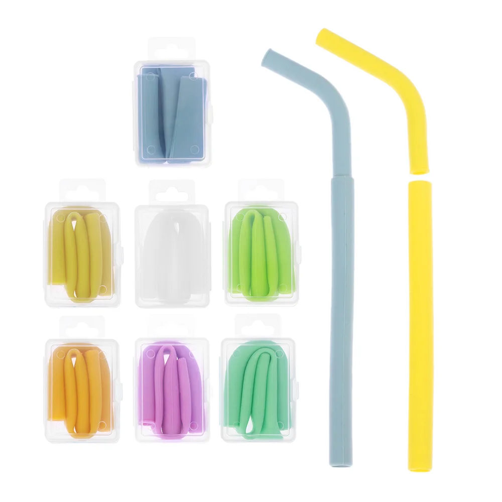 

1 SET Creative 2019 Foldable Straws Portable Reusable Food Grade Silicone Drinking Collapsible Bent Straws With Box Washable