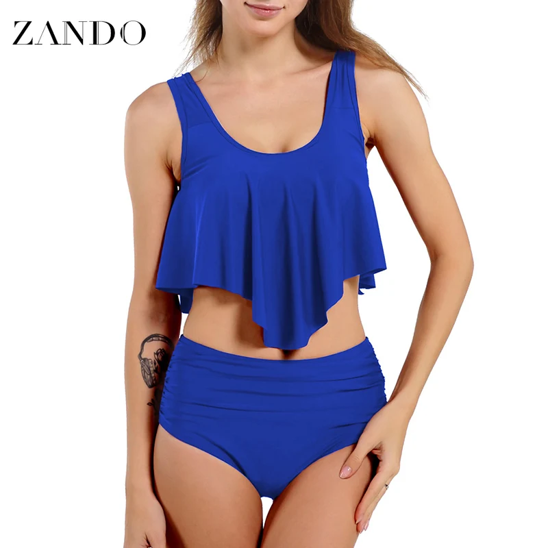 

Zando Swimwear Women Bikini Low Waist Swimsuits Ruffles Bikinis Swimming Suit For Womens Push Up Bathing Suits Biquini