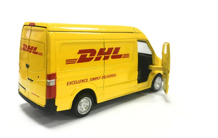 Грузовик, DHL, 1:36, игрушечный автомобиль, сплав, оттягивающийся, мини-автомобиль, копия, Авторизованная оригинальной фабричной моделью, коллекция игрушек