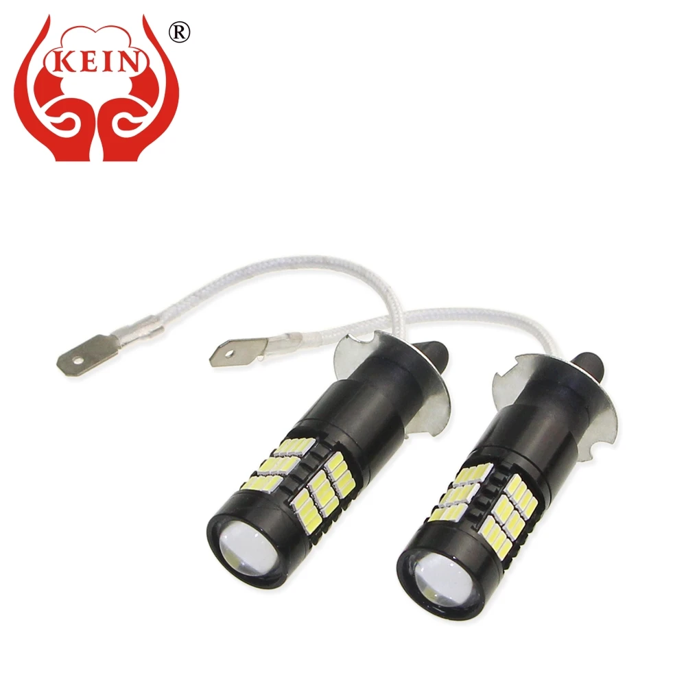 

KEIN 2pcs H3 led fog Bulb 4014 54smd 12V Nonpolarity Auto car External DRL Daytime Running Lights Lamp Vehicle Car Styling White