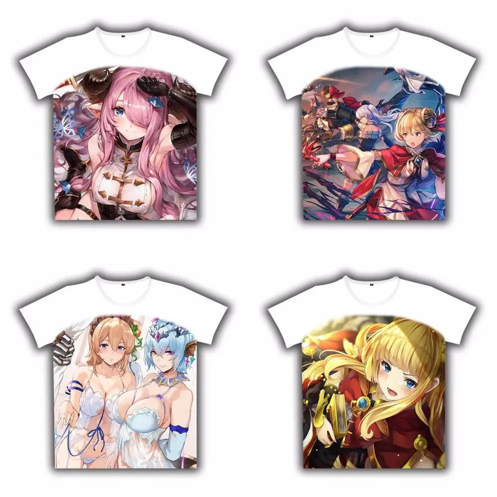 

Anime T-shirt Game Granblue Fantasy narmaya godguard brodia Cosplay Short Sleeve White Tee Women Men Casual Student Summer Tops