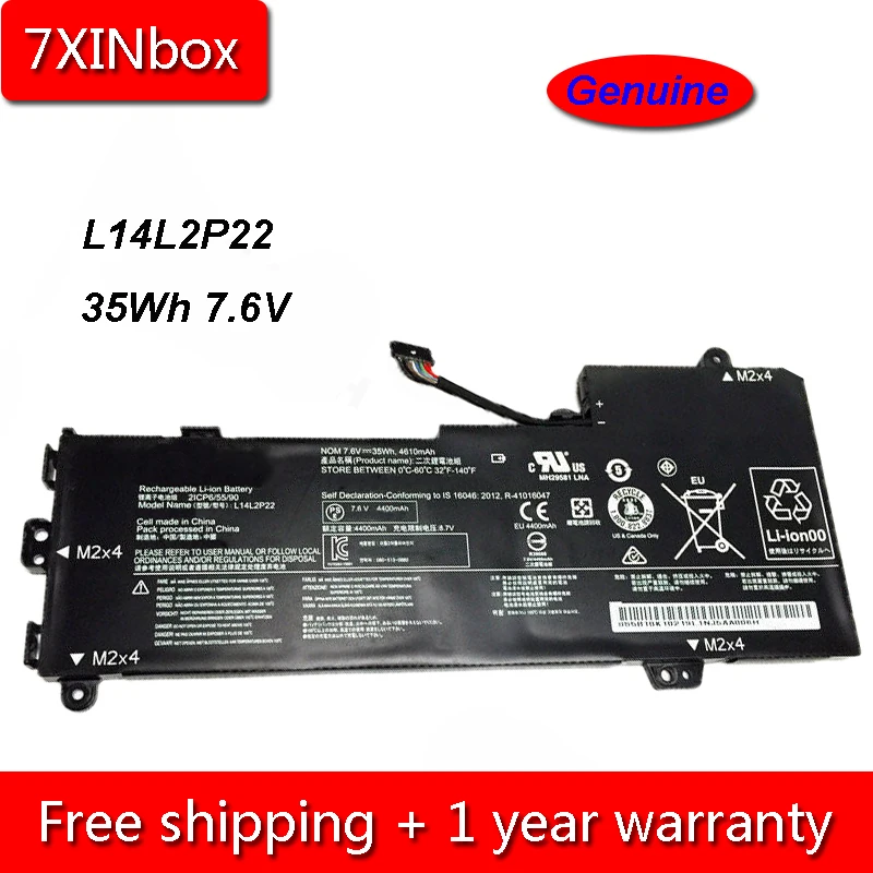 7XINbox 35Wh 4610mAh 7 6 V подлинный L14L2P22 L14M2P24 L14S2P22 L14M2P23 Аккумулятор для ноутбука lenovo ideapad U30
