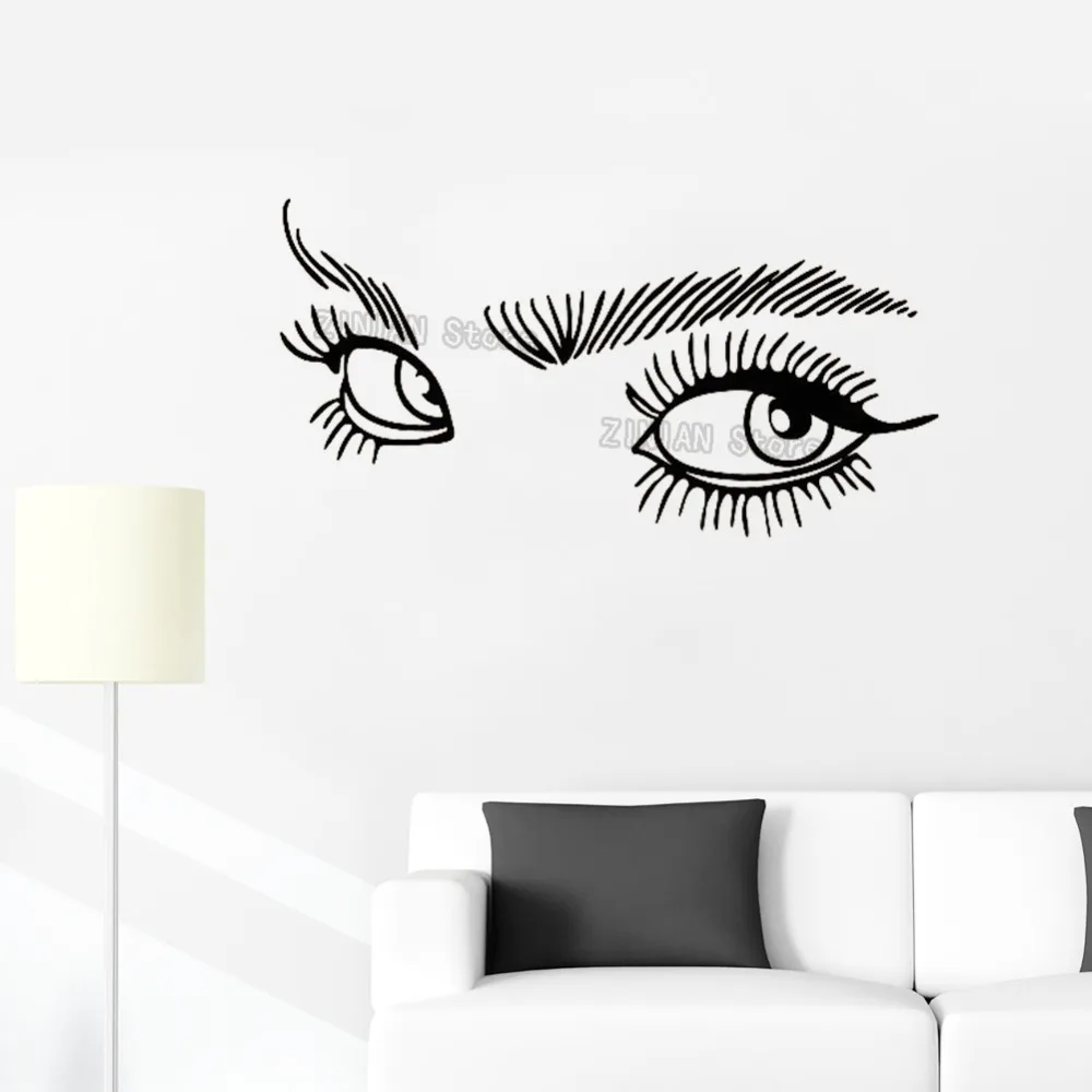 Eyelashes Wall Decal Eyes Vinyl Sticker Beauty Salon Decor Removable