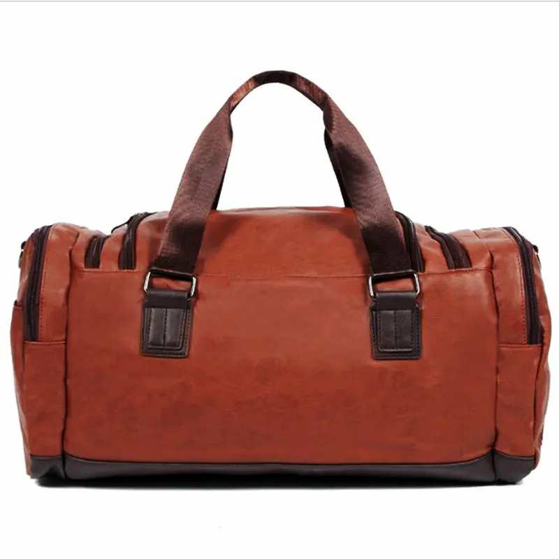 Men's PU Leather Gym Bag Women Training Bags Duffel Travel Luggage Tote Handbag Male Classic Soft Sport Bag Outdoor Shoulder Bag