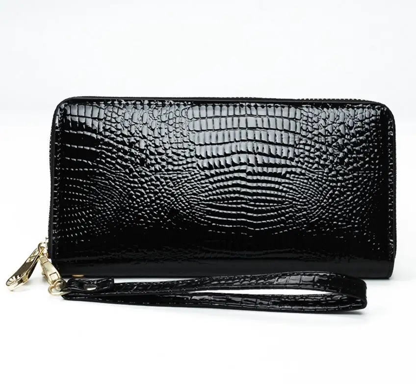 

Brand European and American Crocodile Pattern Female Purses Luxurious Women Long Organizer Wallets