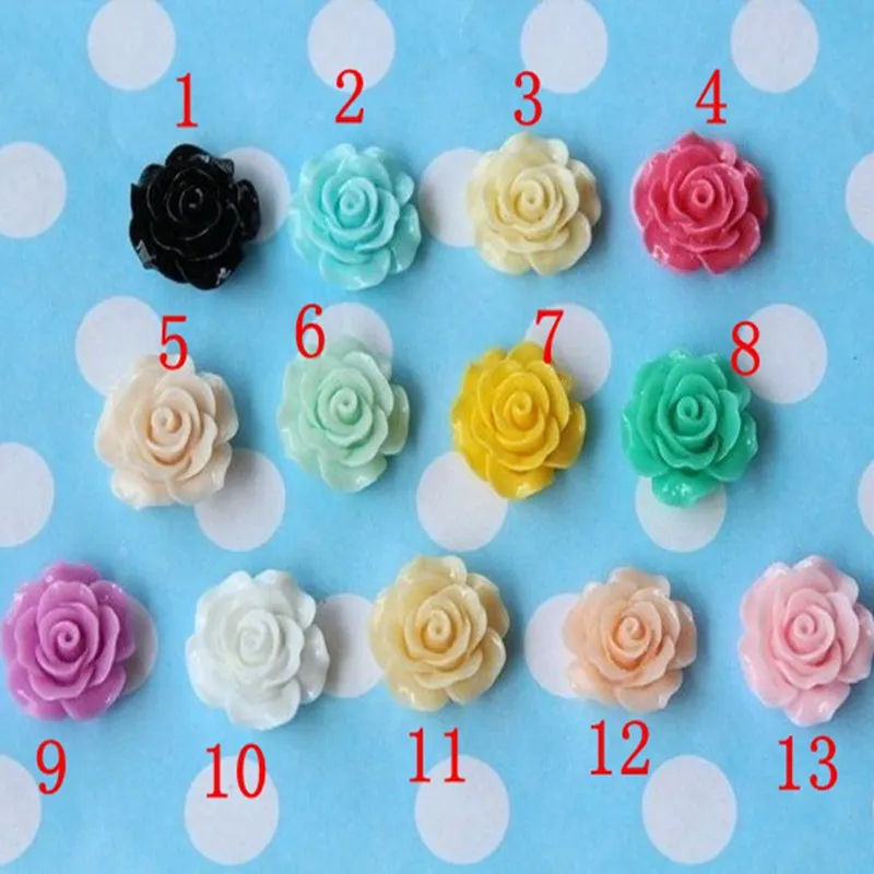 

16mm 100pcs multicolor resin rose flower,resin flower Multicolor optional Flowers Cabochons Cameo DIY 004004057
