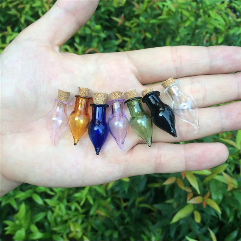 Mix 7 Colors Mini Glass Bottles Chili Shape Cute Bottles With Cork Little Bottles Gift tiny Jars Vials3