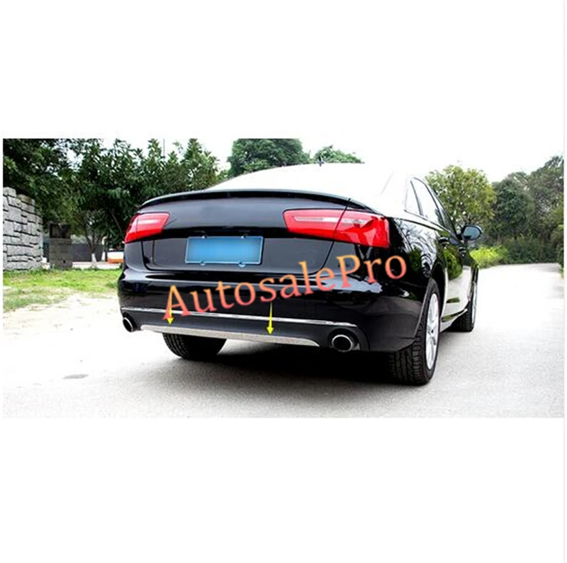 

Steel Rear bumper Bottom Stripe Between Exhaust cover trim 1pcs for Audi A6 C7 2012 2013 2014 2015