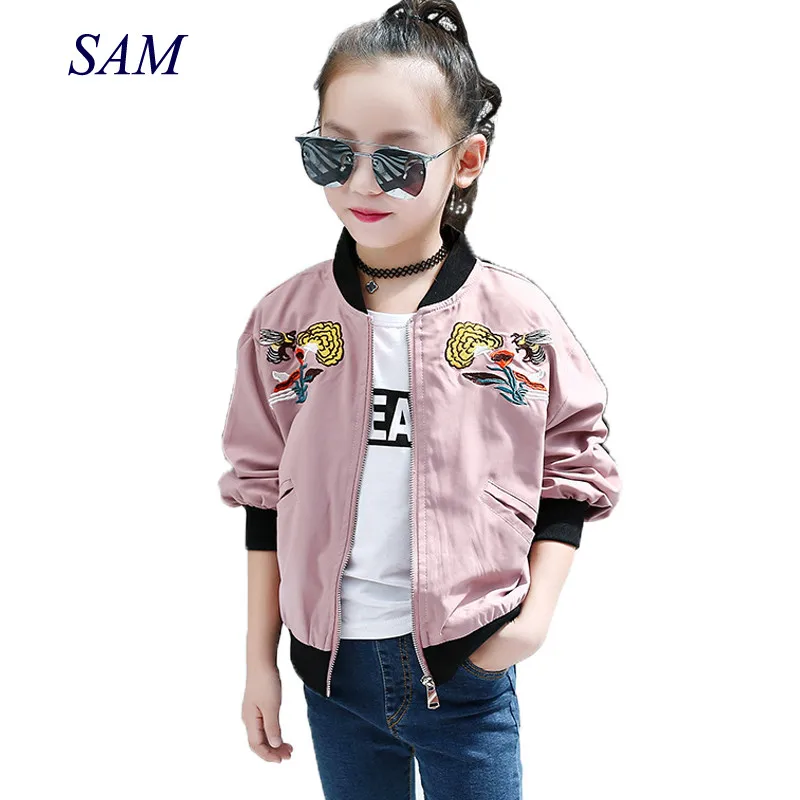 

2019 spring new fashion big girls jackets children's street style embroidery short coats personalized baseball clothing