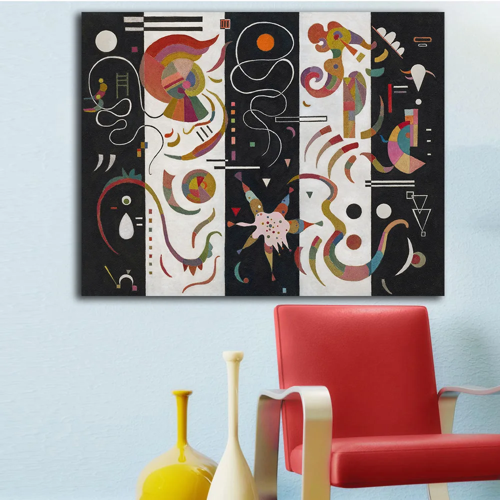 Полосатая по Wassily Kandinsky Картина на холсте для гостиной украшение дома картина