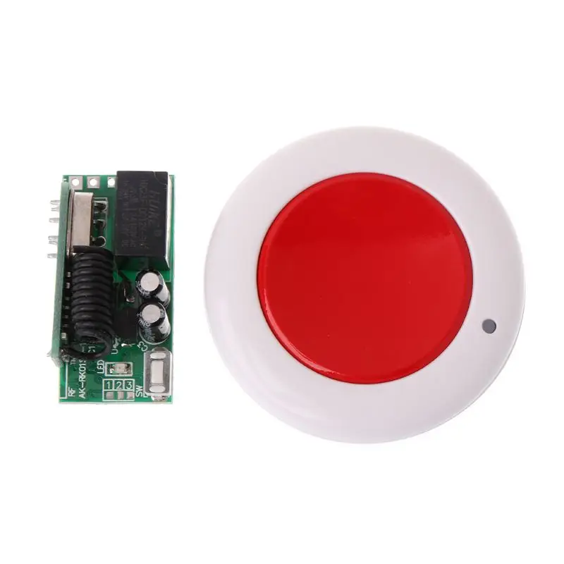 

DC12V LED Light Switch Wireless Radio Receiver Transmitter Module Circuit Board with 1CH Channel Red Round Remote Control Contr