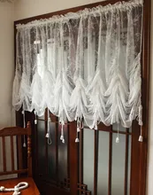 200*230cm Rural Sheer Curtain Lace, Hollow Balloon Blind, Vintage Curtain Valance, Finished Cafe Curtain Sheer for Home Hotel
