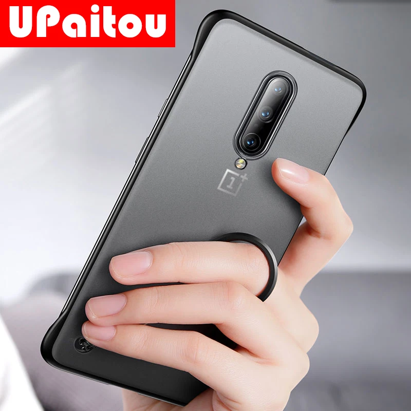 

UPaitou Frameless Transparent Case For Oneplus 1 + 7 Pro Case Matte Hard Cover For Oneplus 7Pro 1+7 Pro With Finger Ring Case