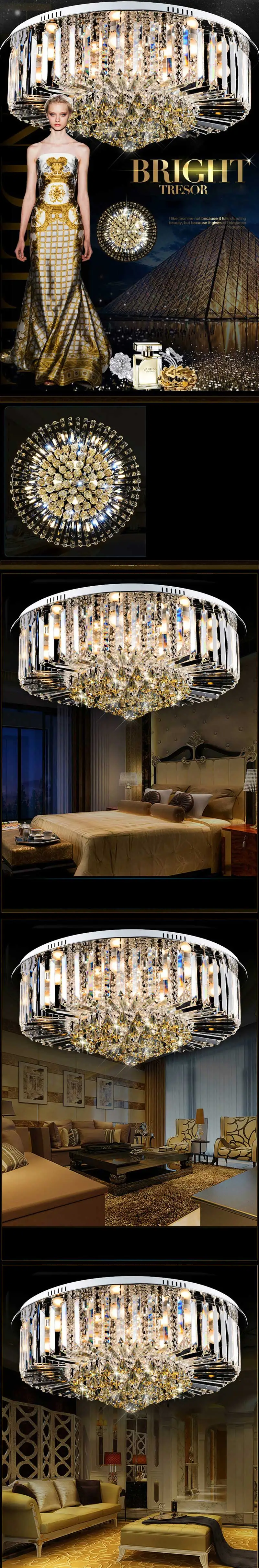 Роскошный хрустальный светодиодный потолочный светильник, декоративный поверхностный монтируемый светильник для спальни, гостиной, luminaria teto cristal