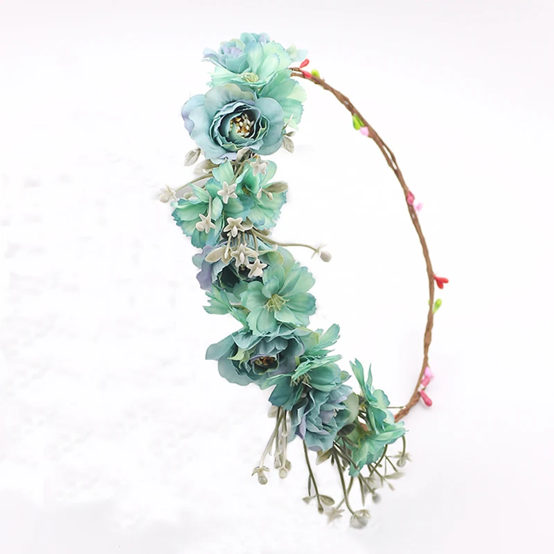 

Green Bride Flowers Headband Bohemian Style floral crown Hairband Ladies Beach Hair Accessories fashion bridal hair accessories